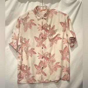 Vintage Tommy Bahama Silk Reverse Original Print Beige and Floral Shirt